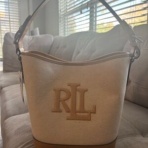 Ralph Lauren Cream and Tan Shoulder Bag